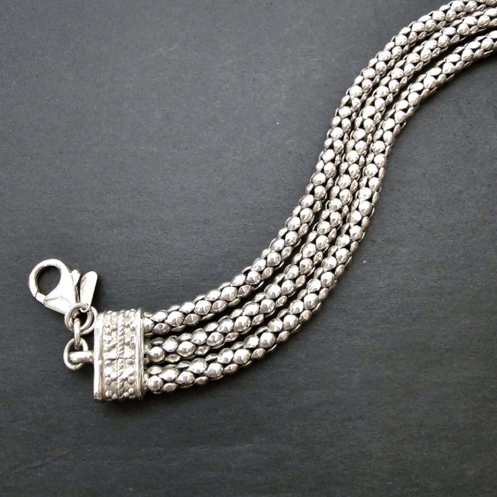 Silpada Rare Sterling Silver Triple Strand Popcorn Bracelet B1210 *FIRM* - Picture 3 of 14